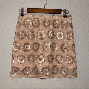 Lulus Sunset Celebration Sequin Beige Mini Skirt Women's Medium
